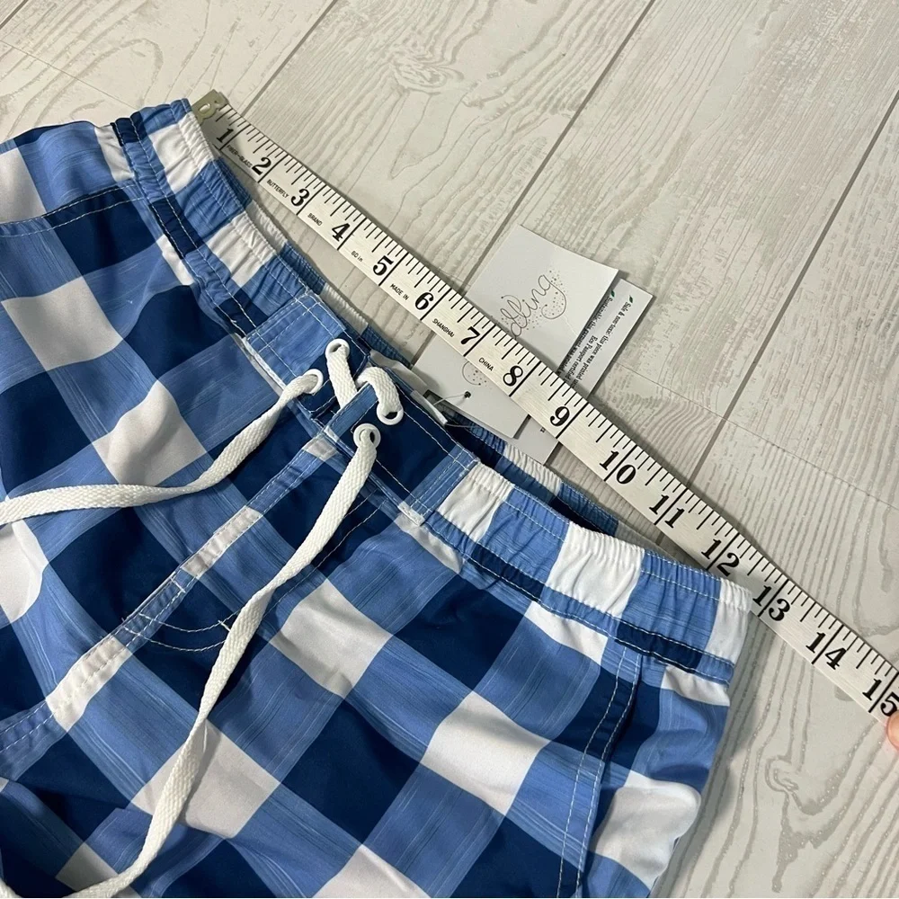 Wildling Well Dressed Wolf Vintage Buffalo Check Swim Trunks Board Shorts